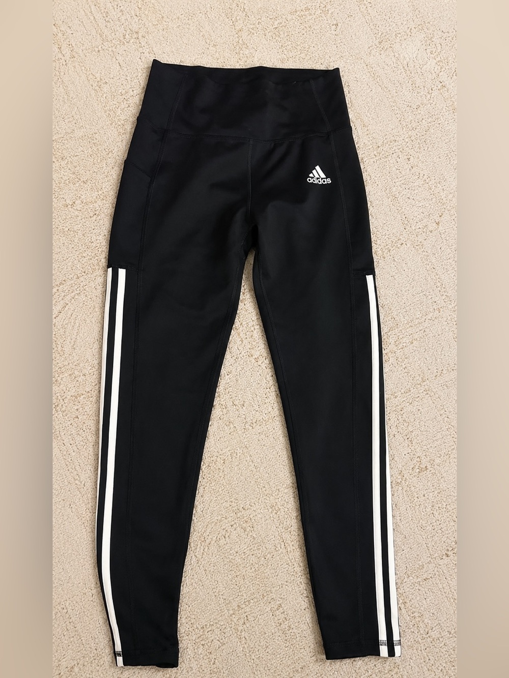 adidas AEROREADY Women's Activewear Leggings Black White Striped Size S